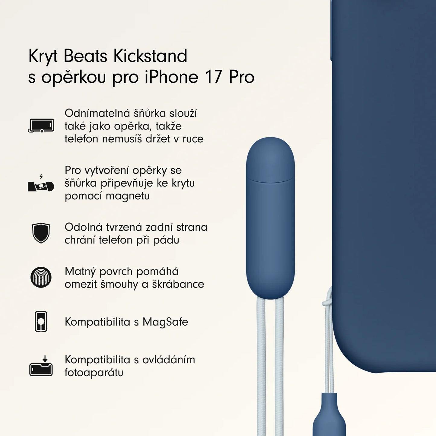 Kryt so stojanom pre iPhone 17 Pro Beats s MagSafe a ovládačom fotoaparátu