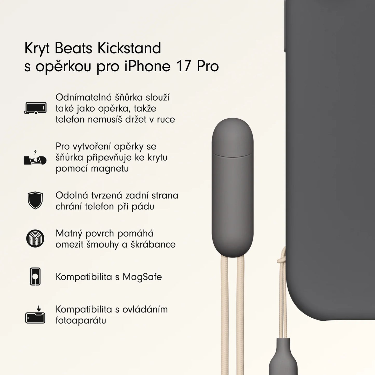 Kryt so stojanom pre iPhone 17 Pro Beats s MagSafe a ovládačom fotoaparátu - iSTYLE.sk
