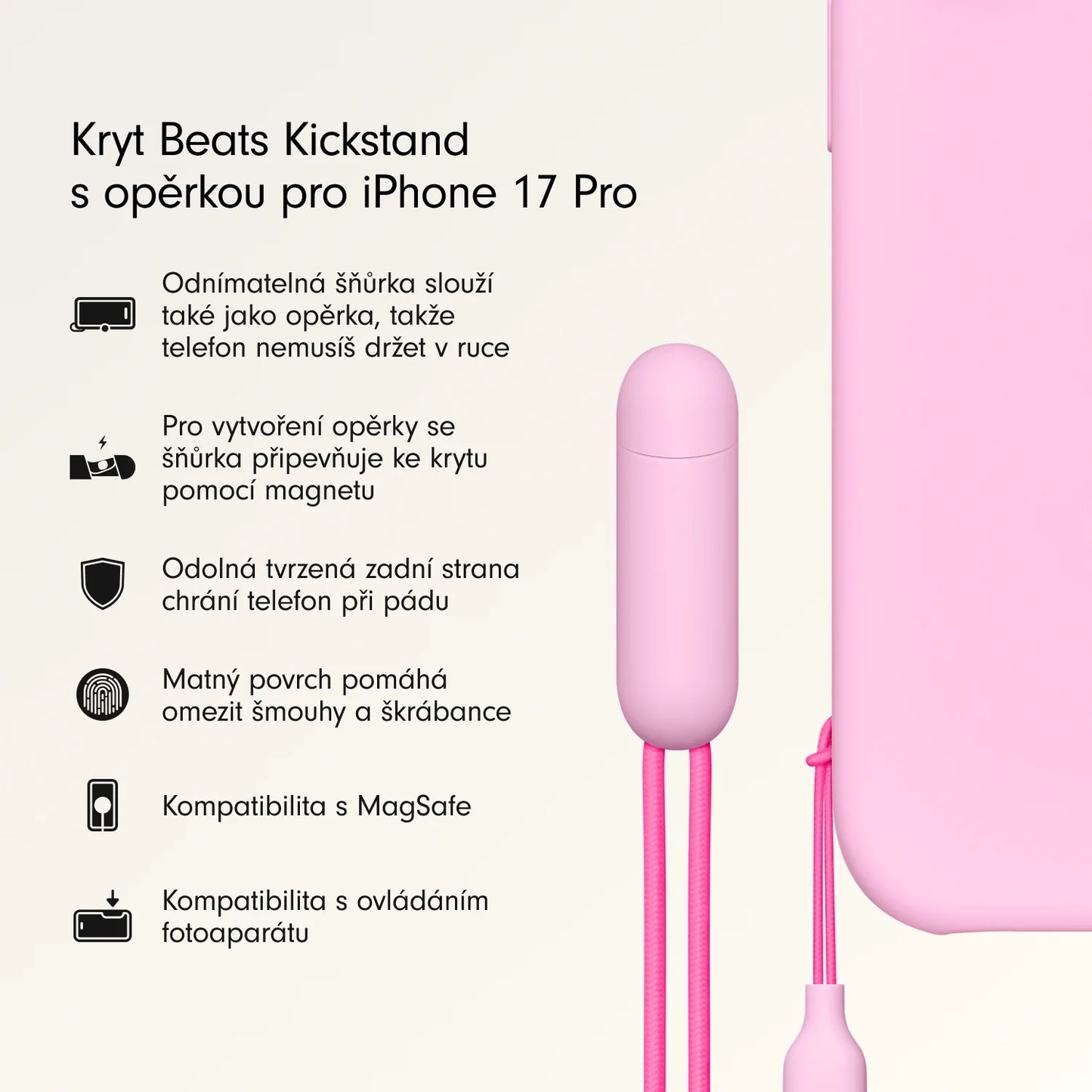 Kryt so stojanom pre iPhone 17 Pro Beats s MagSafe a ovládačom fotoaparátu