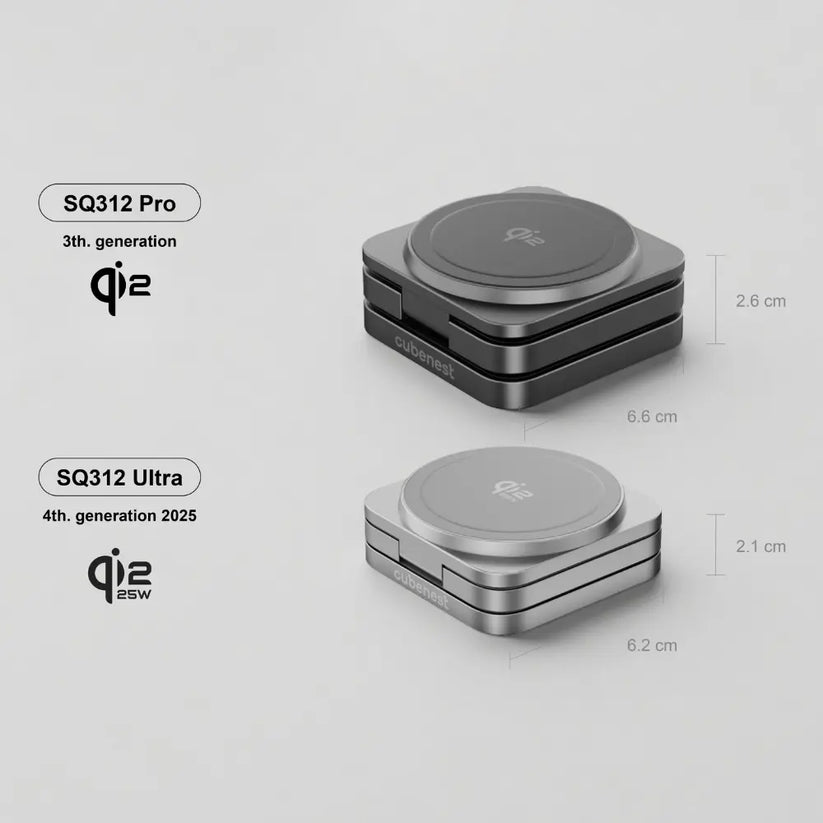 Cubenest 3v1 Qi2.2 Skladacia bezdrôtová magnetická nabíjačka SQ312 Ultra - sivá - iSTYLE.sk