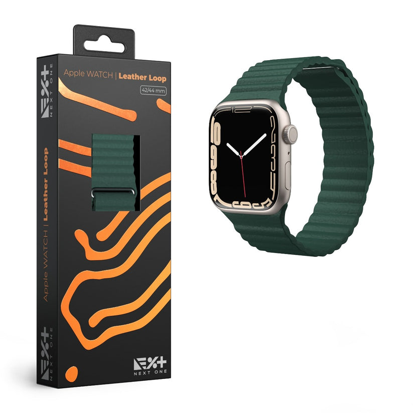Next One Leaf Green Leather Loop 42/44mm For Apple Watch