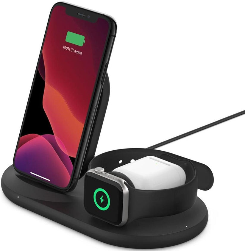 Belkin BOOST CHARGE 3-in-1 Wireless Charger for Apple Devices - Black