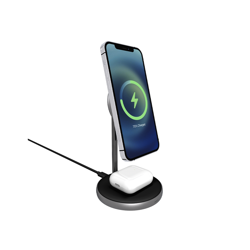 Epico Magnetic 2in1 Wireless Charger (MagSafe compatible) 15W/10W/7,5W + 18W QC - čierna