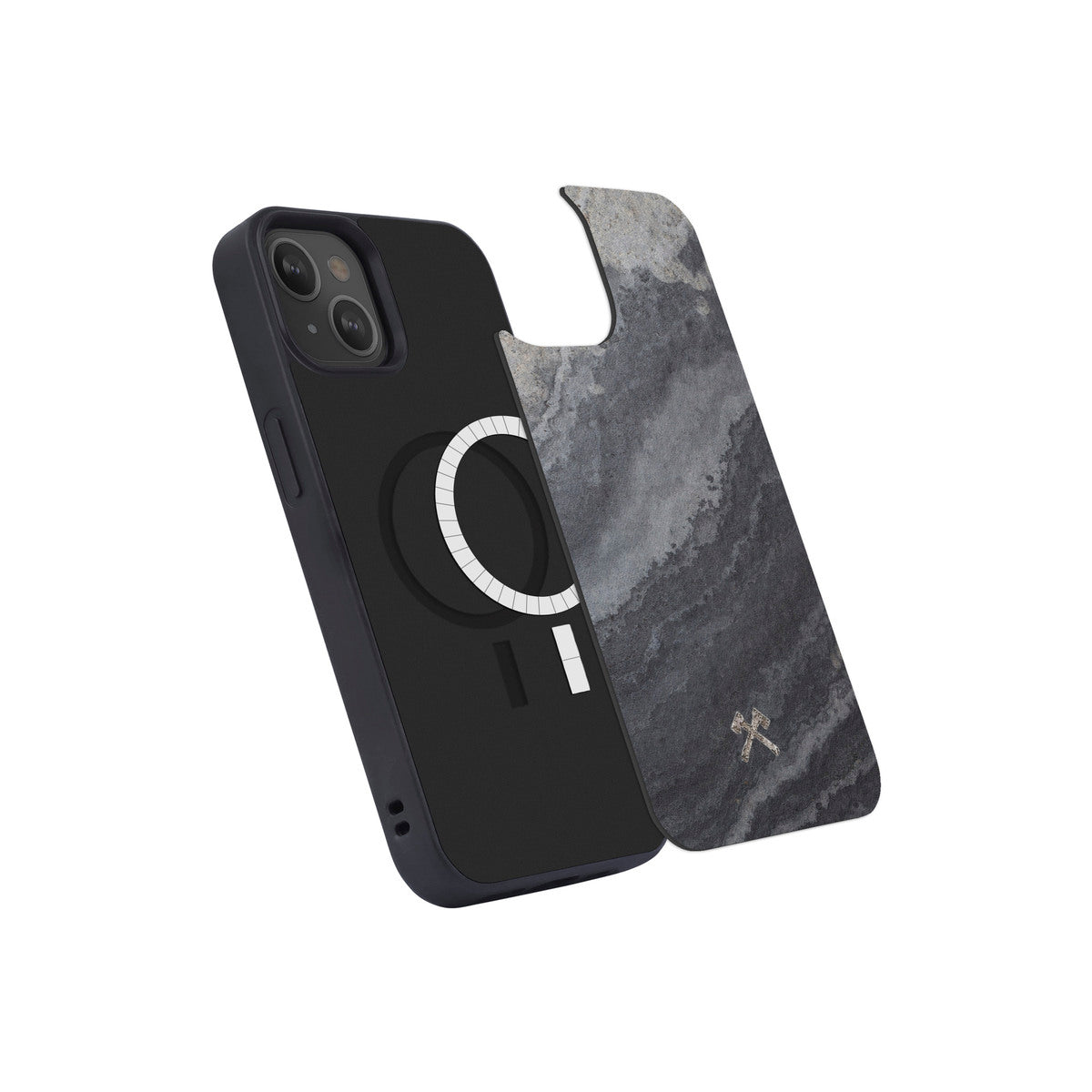 Woodcessories Bumper Case MagSafe for iPhone 13 - Camo Gray / Real Slate Stone