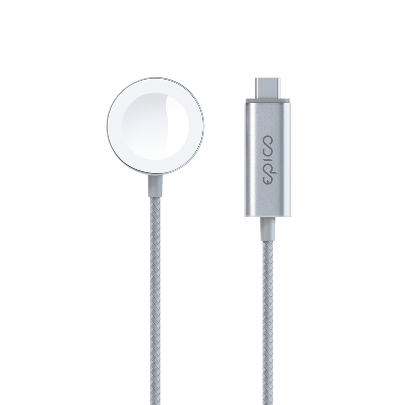EPICO USB-C Fast Magnetic Charger pre Apple Watch 1.2m - Strieborná