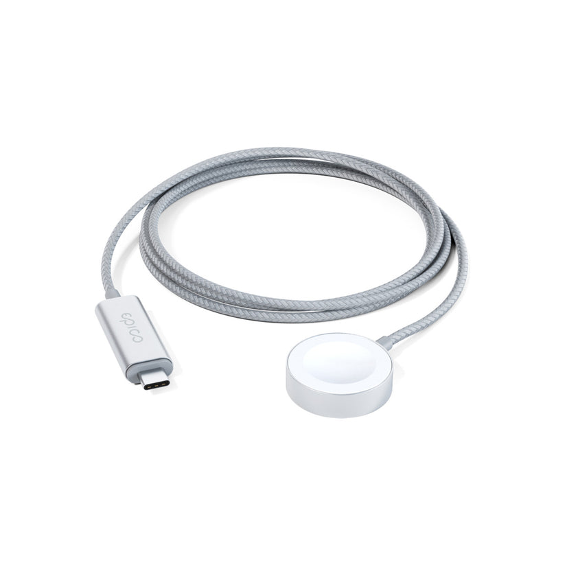 EPICO USB-C Fast Magnetic Charger pre Apple Watch 1.2m - Strieborná