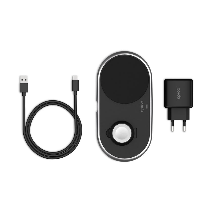 Epico Wireless Charging Base (for Apple Watch & iPhone) Metal - čierna