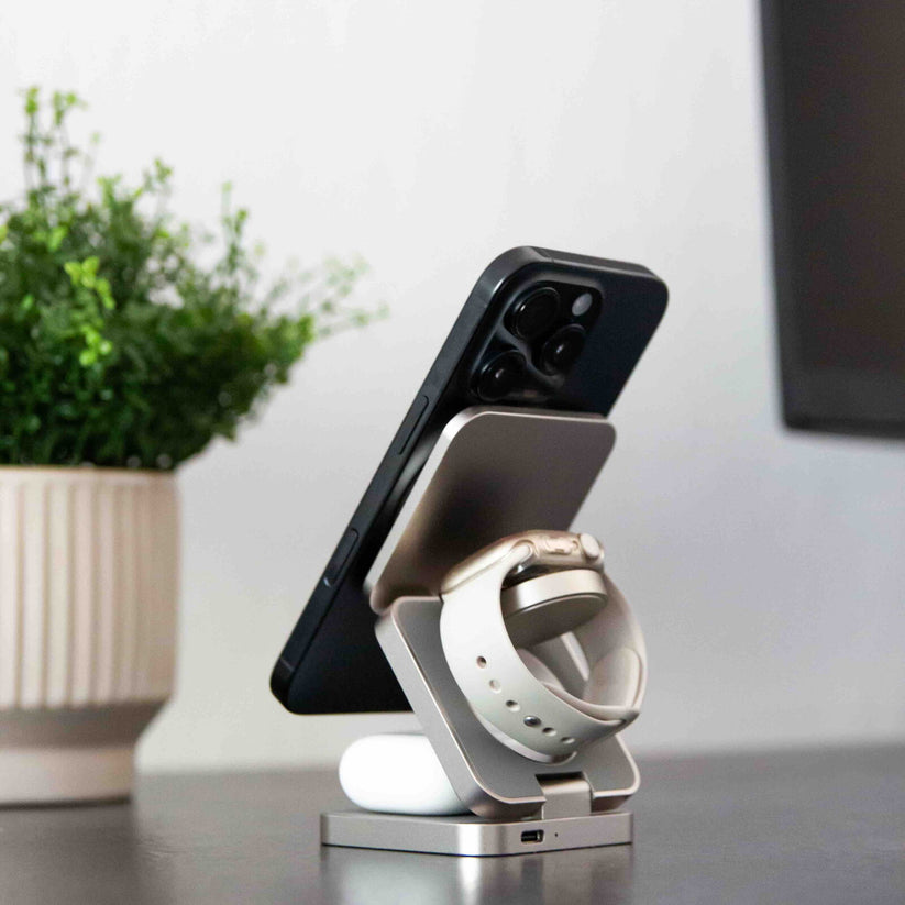 Magnetická bezdrôtová nabíjačka Cubenest Qi2 3v1 SQ312 Fold Pro Titanium