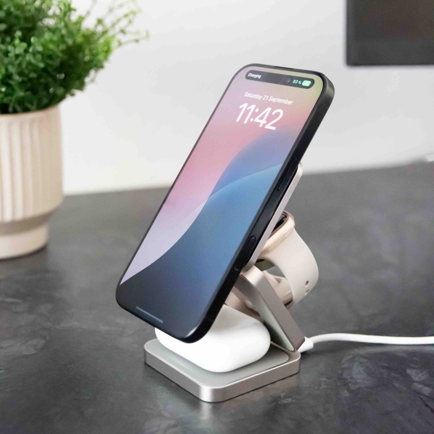 Magnetická bezdrôtová nabíjačka Cubenest Qi2 3v1 SQ312 Fold Pro Titanium