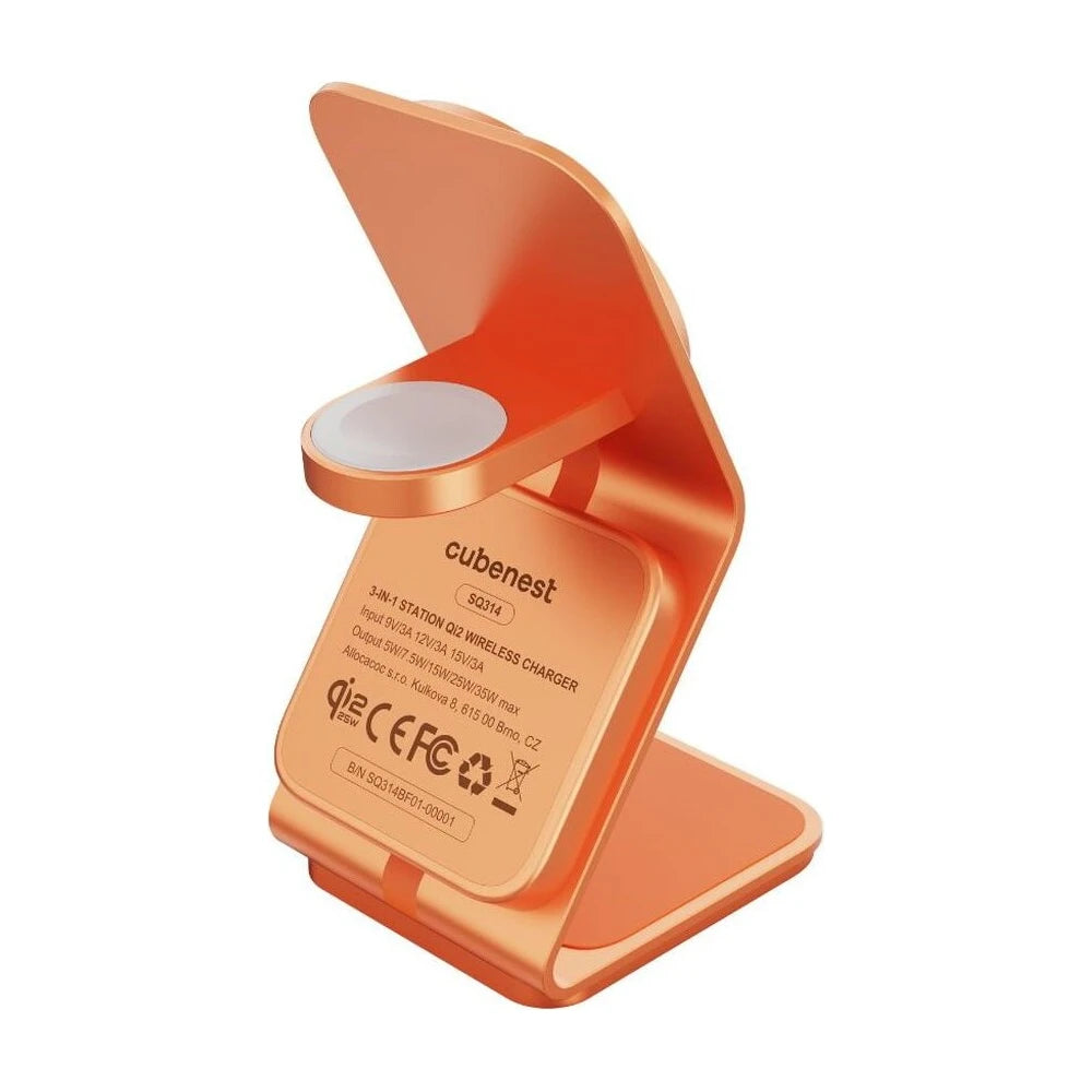 Cubenest SQ314 Qi2.2 (MagSafe) 3v1 nabíjačka (35W) - oranžová