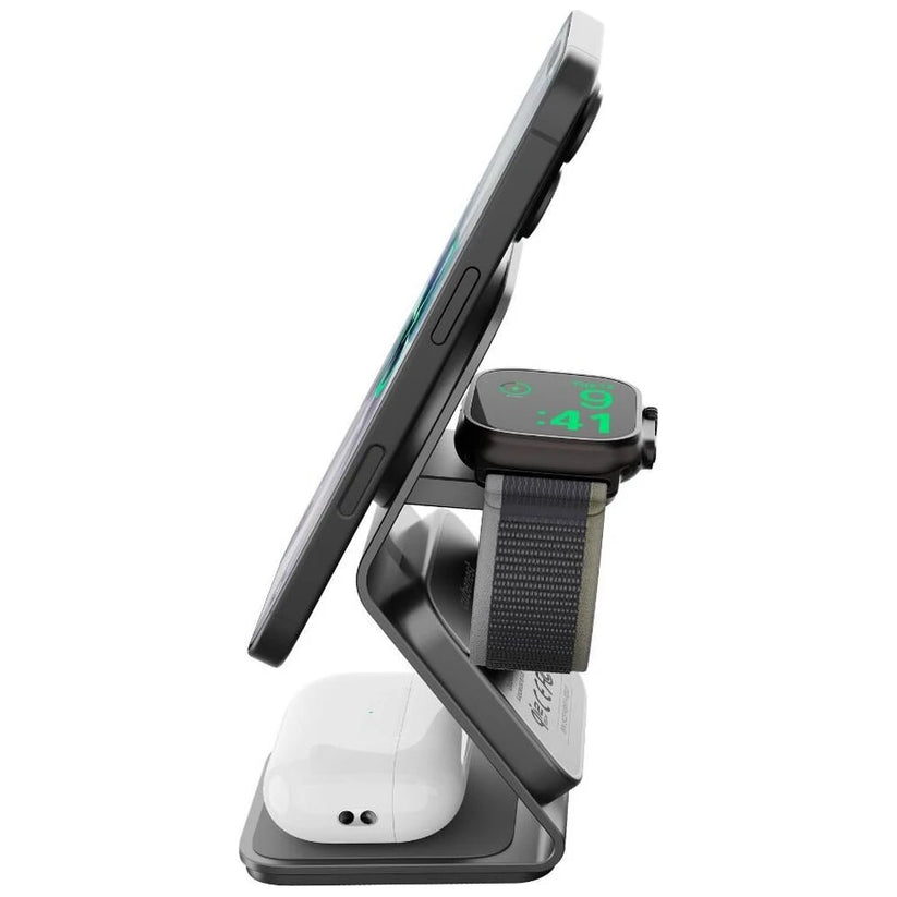 Cubenest SQ314 Qi2.2 (MagSafe) 3v1 nabíjačka (35W) - sivá - iSTYLE.sk