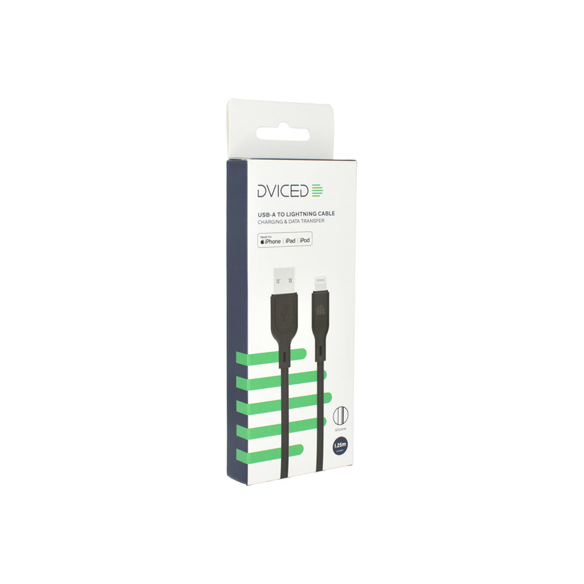 Dviced Kábel  USB - A na Lightning silikón 1,25m - Čierny