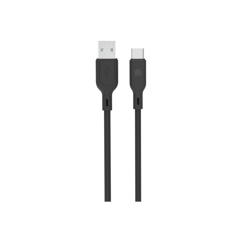 Vedený kábel USB - A na C silikón 1,25m - Čierny