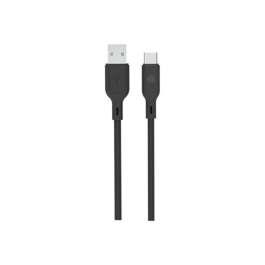Vedený kábel USB - A na C silikón 1,25m - Čierny