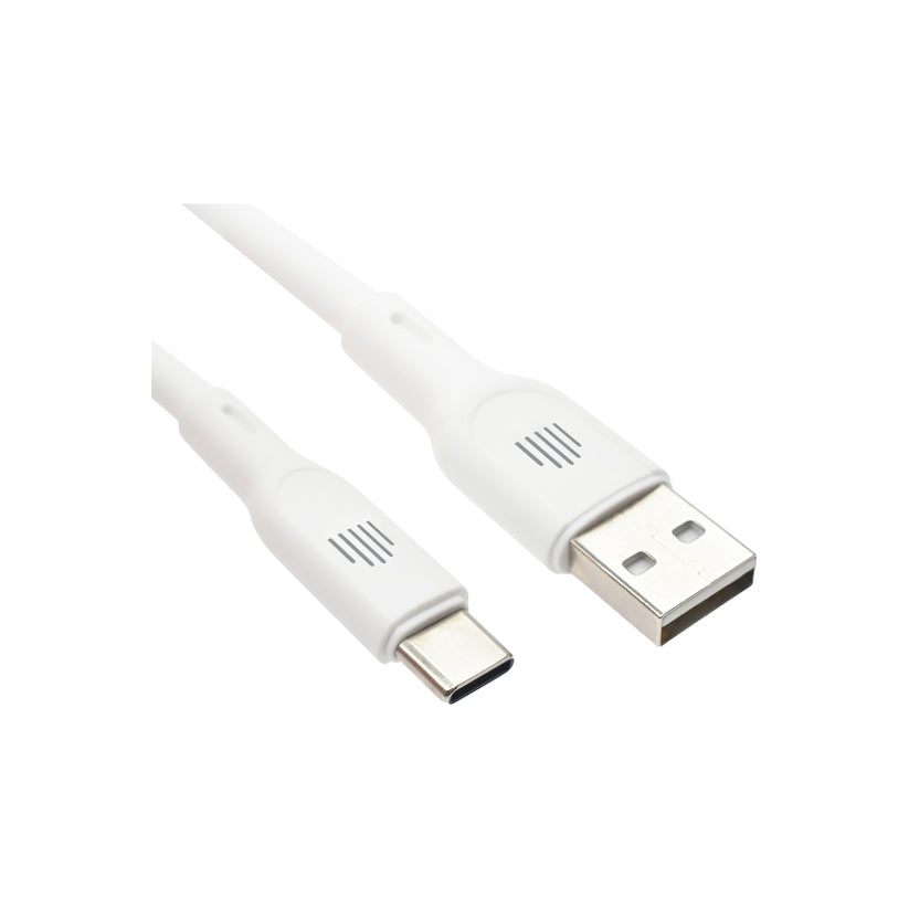 Vedený kábel USB - A na C silikón 1,25m - Biely