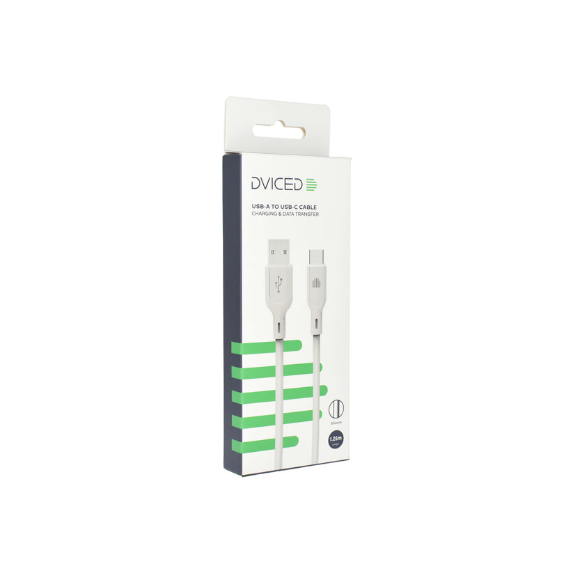 Vedený kábel USB - A na C silikón 1,25m - Biely