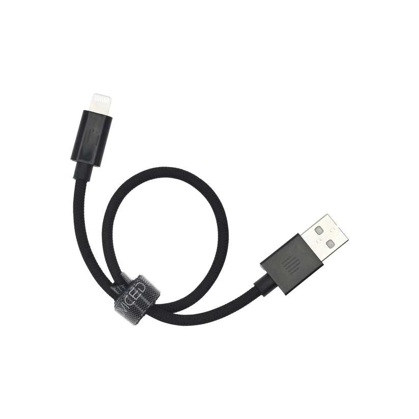 Vedený kábel USB - A na Lightning Nylon Textile 0,25m - Čierny
