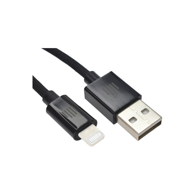 Vedený kábel USB - A na Lightning Nylon Textile 0,25m - Čierny