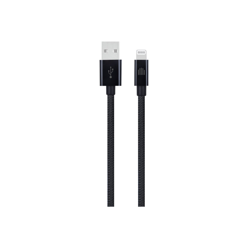 Vedený kábel USB - A na Lightning Nylon Textile 0,25m - Čierny