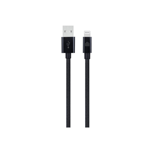 Vedený kábel USB - A na Lightning Nylon Textile 0,25m - Čierny