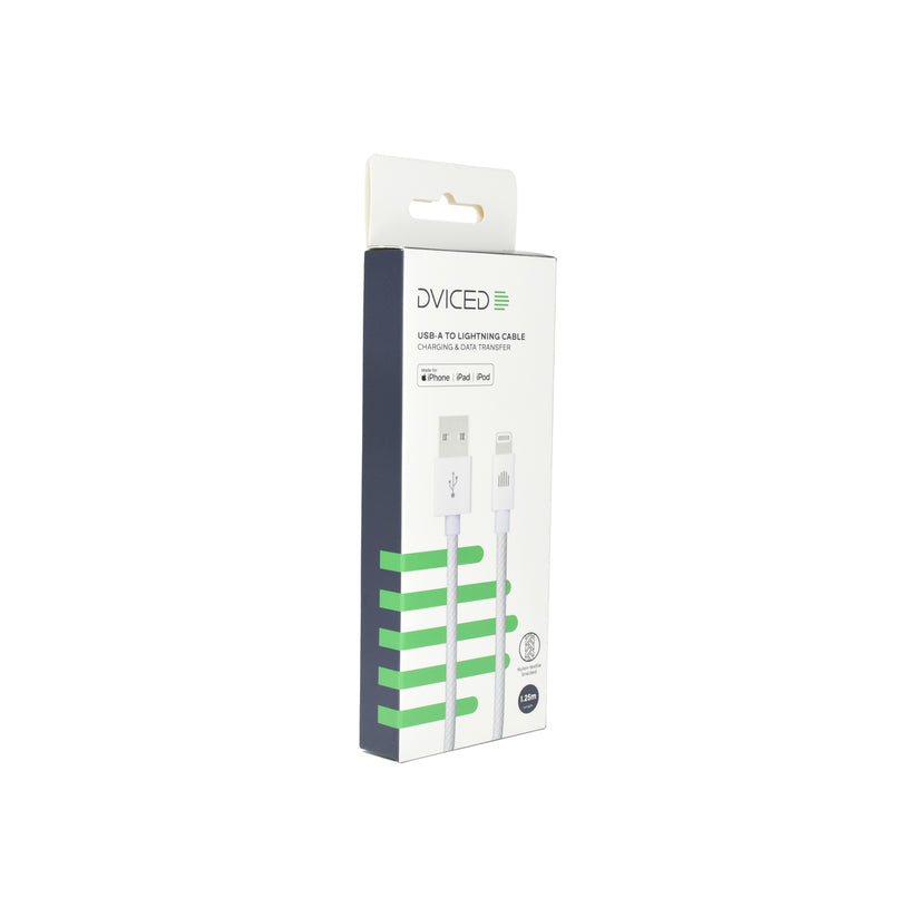 Vedený kábel USB - A na Lightning Nylon Textile 1,25 m - biely