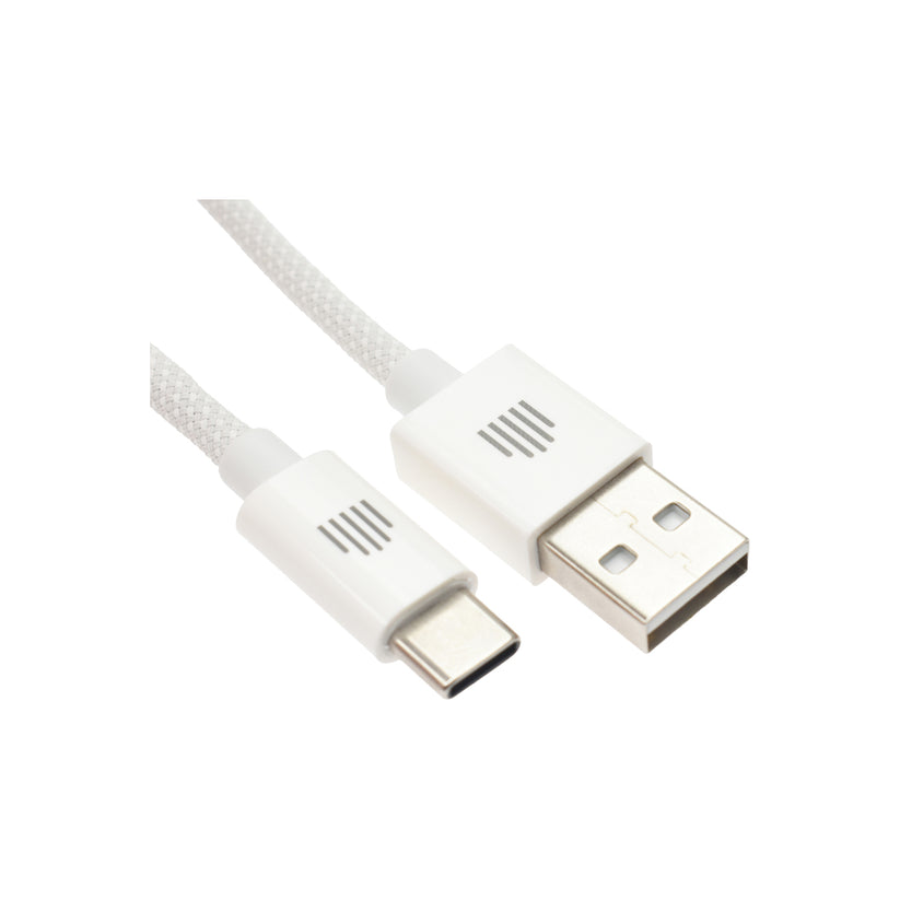 Dviced Kábel  USB - A na USB - C Nylon Textil 1,25m - Biela