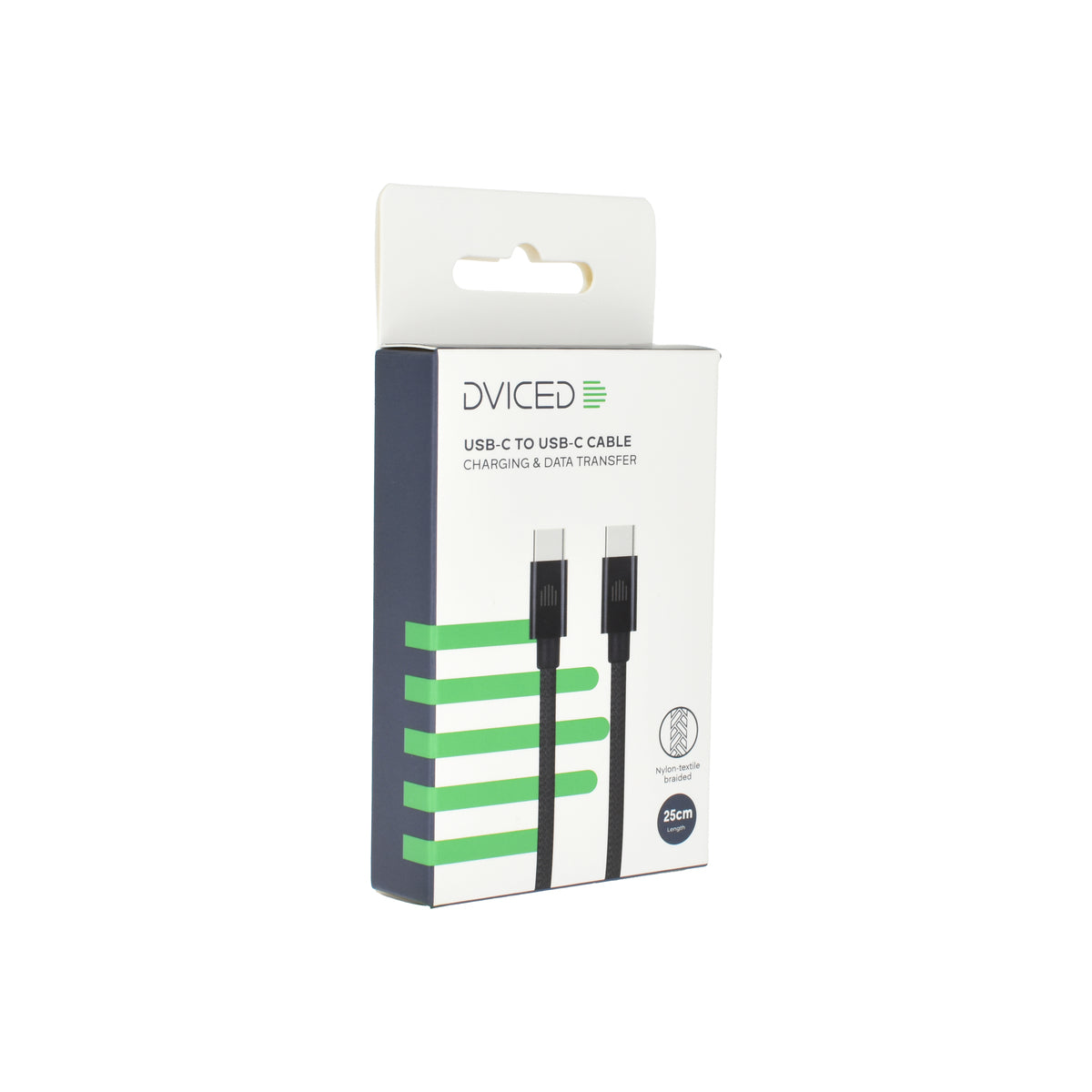 Dviced Kábel C až C Nylon Textil 0,25m - Čierna
