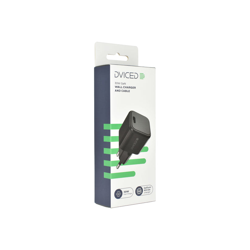 Dviced Nástenná nabíjačka, kábel 30W GaN C EU - Black