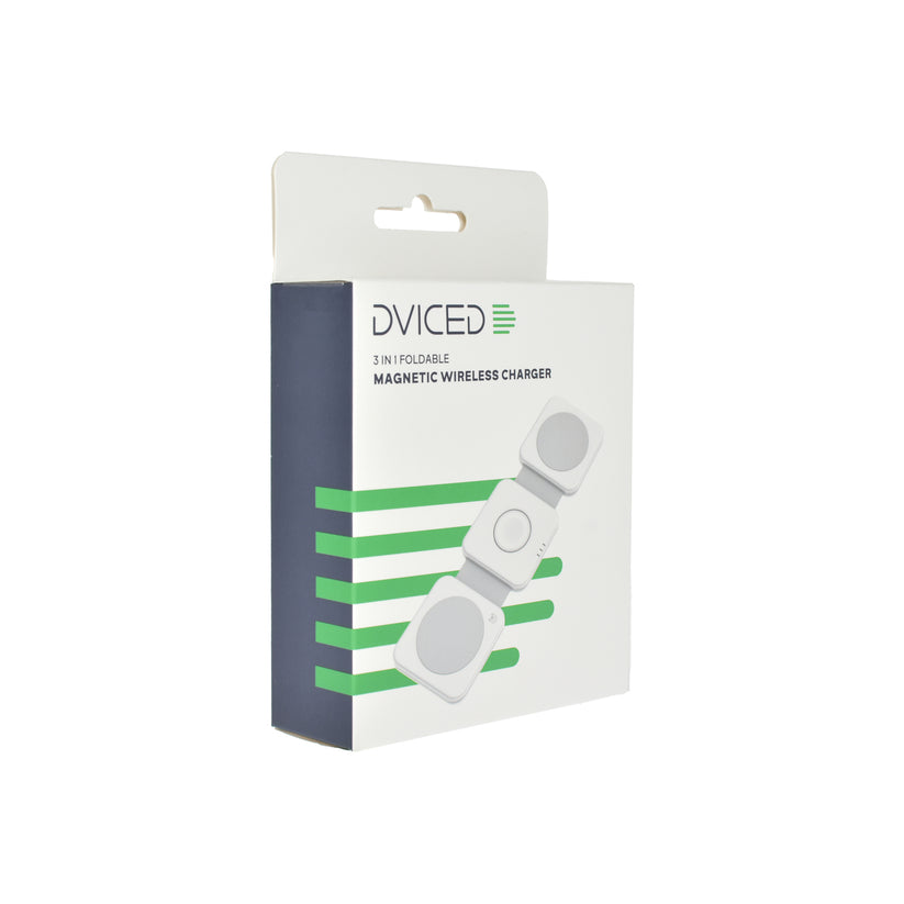 Dviced 3-v-1 skladacia magnetická bezdrôtová nabíjačka - biela