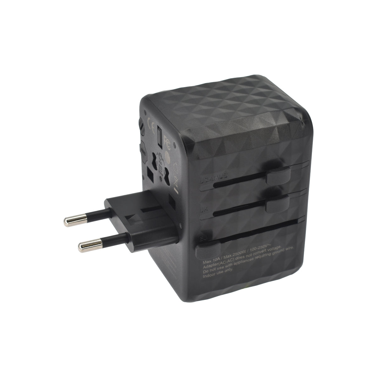 Dviced Univerzálny cestovný adaptér 65W GaN - čierna