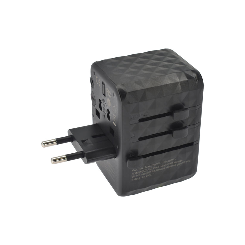 Dviced Univerzálny cestovný adaptér 65W GaN - čierna