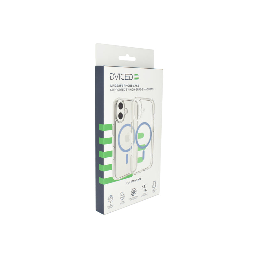 Dviced Magsafe iPhone 16 priehľadné puzdro - modré