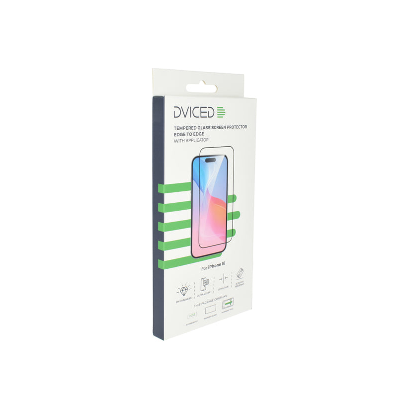 Dviced Tvrdené sklo na ochranu obrazovky od okraja po okraj pre iPhone 16 s aplikátorom