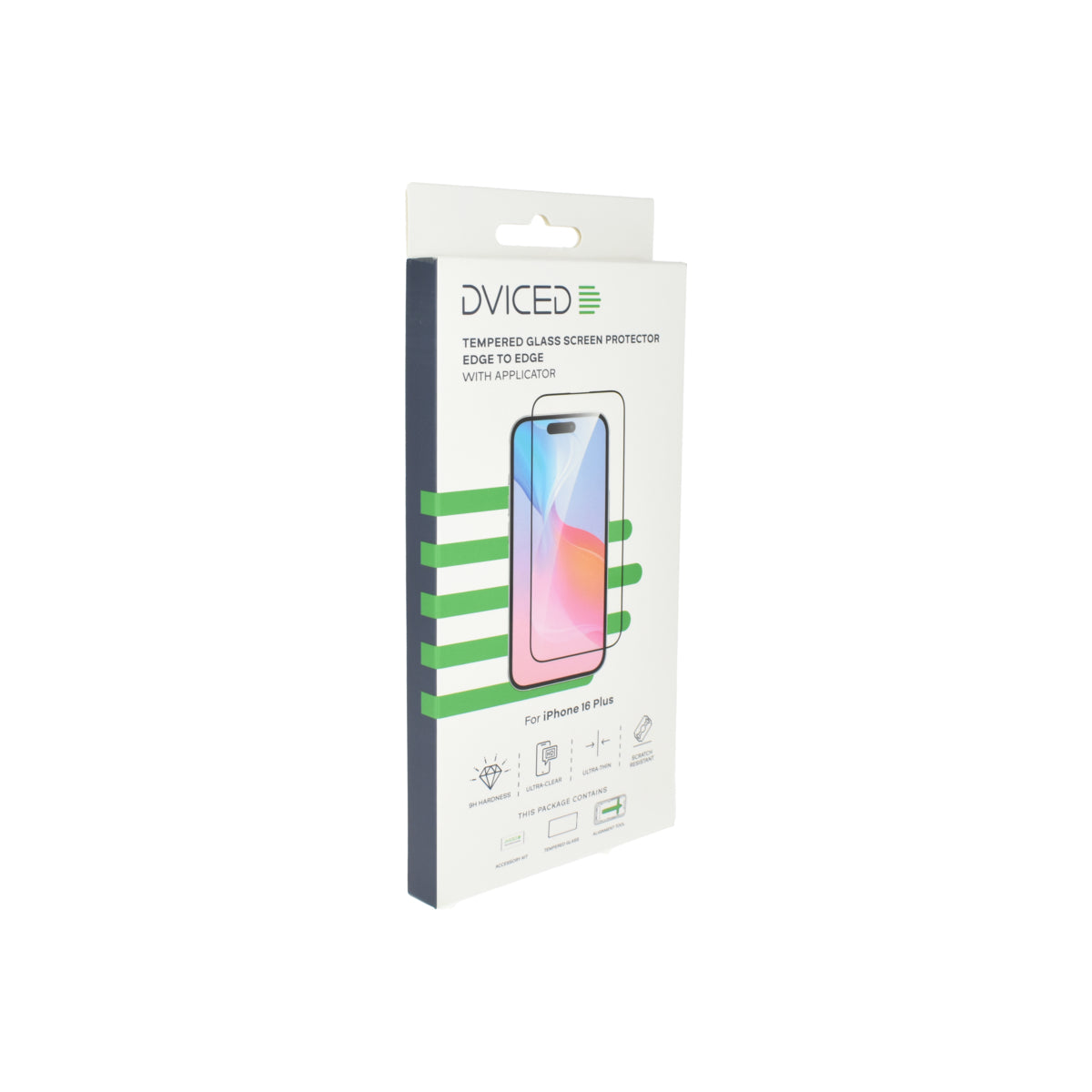 Dviced Tvrdené sklo na ochranu obrazovky od okraja po okraj pre iPhone 16 Plus s aplikátorom