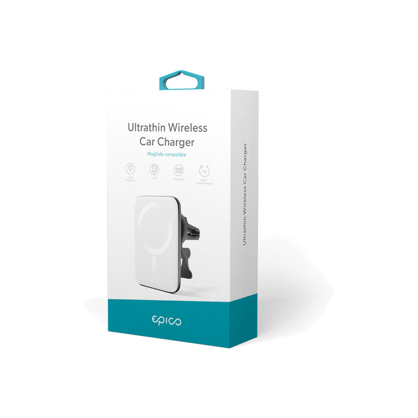 Epico Ultrathin Wireless Car Charger - kompatibilné s MagSafe - strieborná/biela