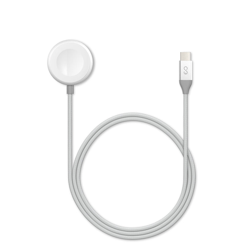 Nabíjací kábel USB-C pre Apple Watch Epico 1,2m - strieborný