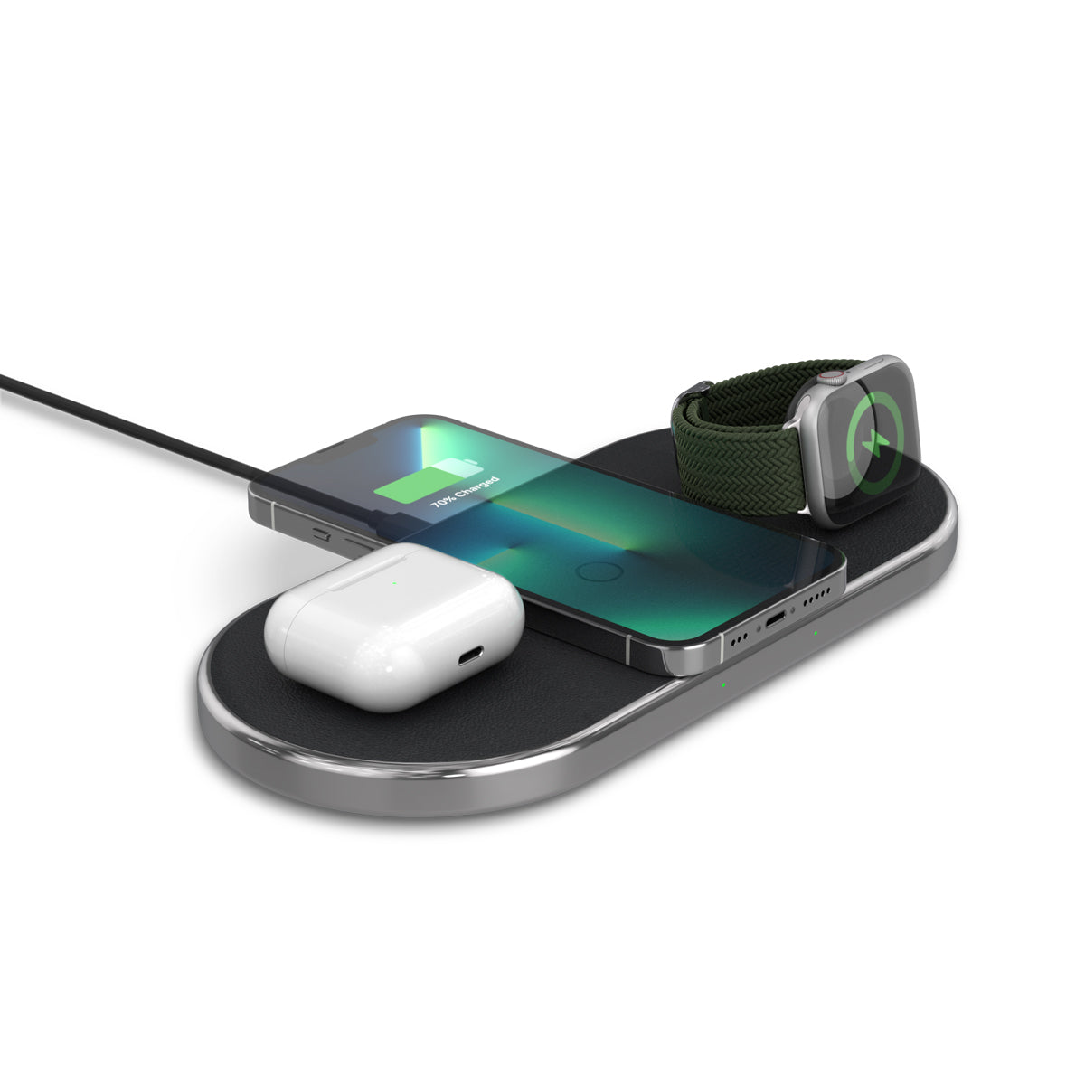 Epico Wireless Charging Base 3in1 čierna PU koža- space grey základňa