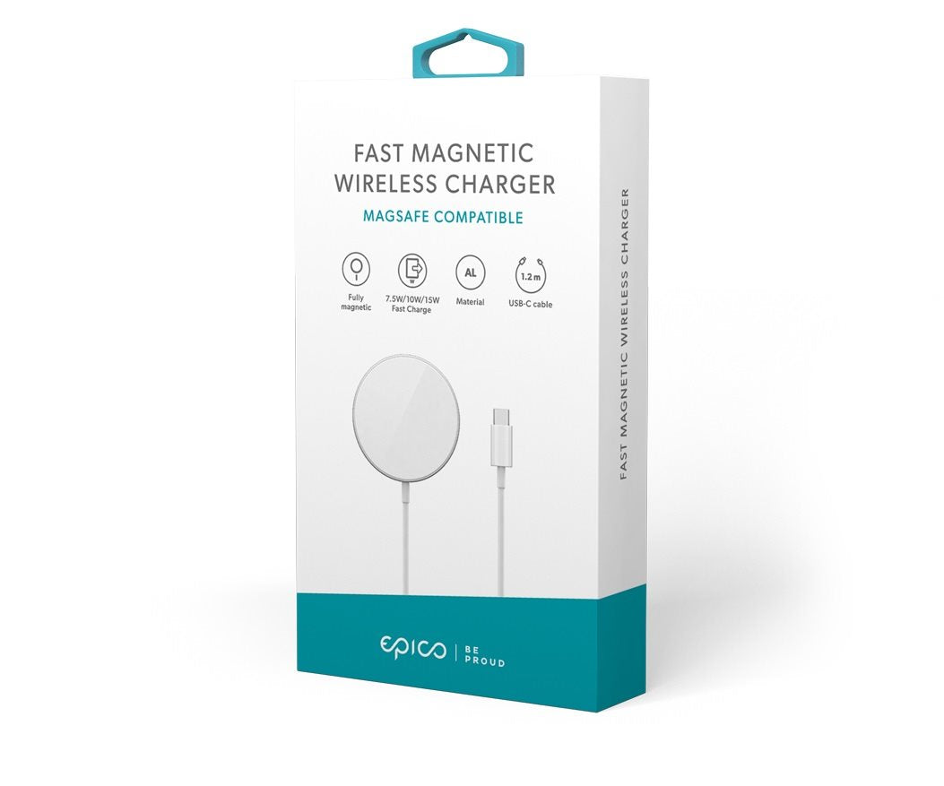 EPICO FAST MAGNETIC WIRELESS CHARGER - silver