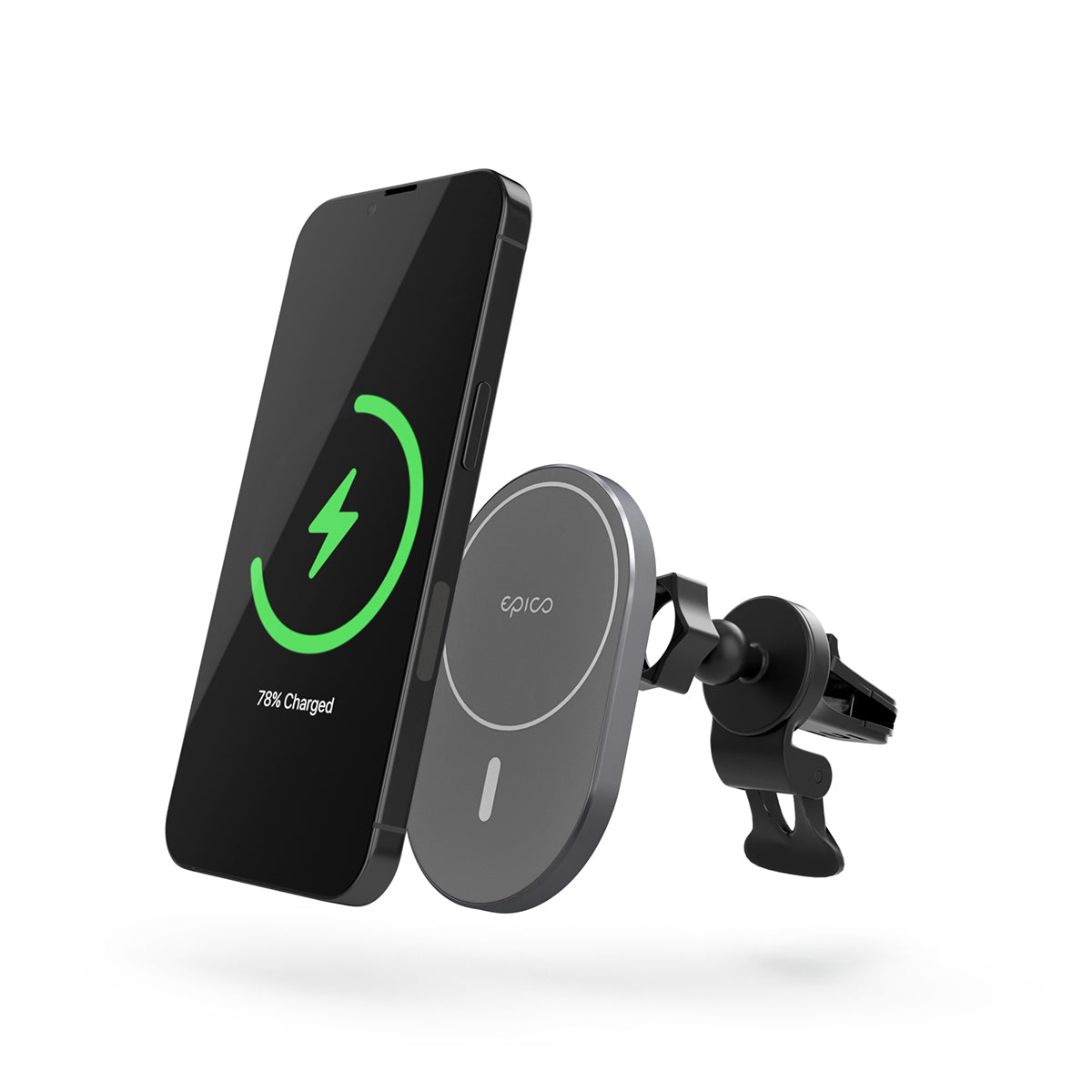 EPICO Ellipse Wireless Car Charger (MagSafe compatible) 15W/10W/7,5W + 18W QC - Space Gray