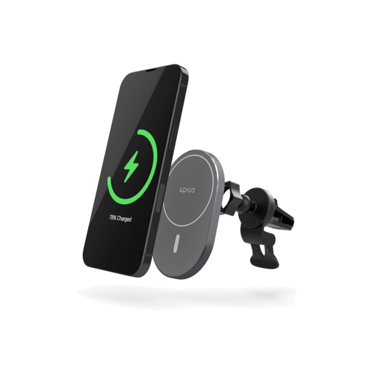 EPICO Ellipse Wireless Car Charger (MagSafe compatible) 15W/10W/7,5W + 18W QC - Space Gray
