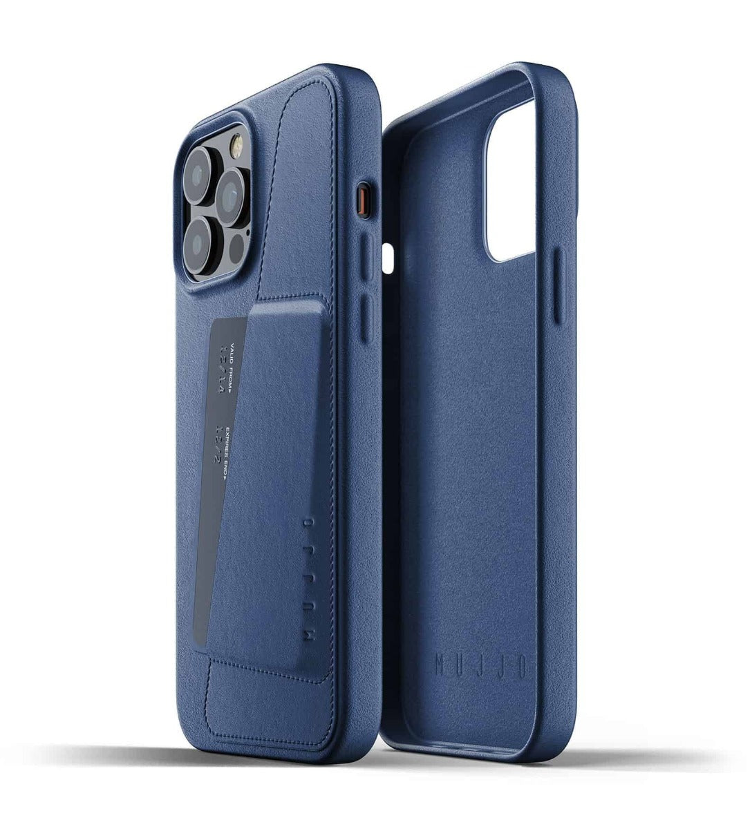 Mujjo Full Leather Wallet Case for iPhone 13 Pro Max Monaco Blue
