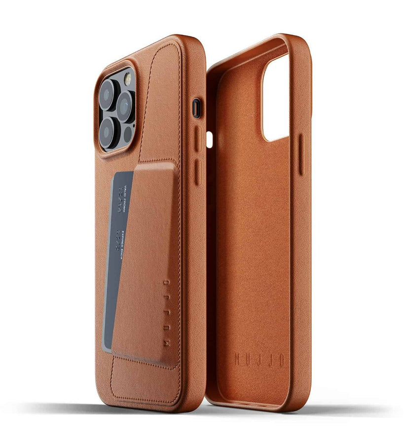 Mujjo Full Leather Wallet Case for iPhone 13 Pro Max Tan