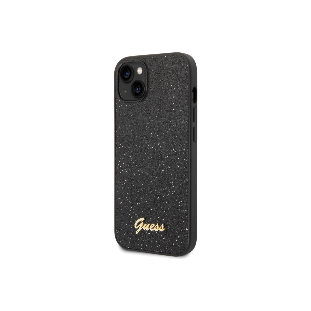 Guess Glitter Flakes Case with Metal logo for iPhone 14 Plus Black