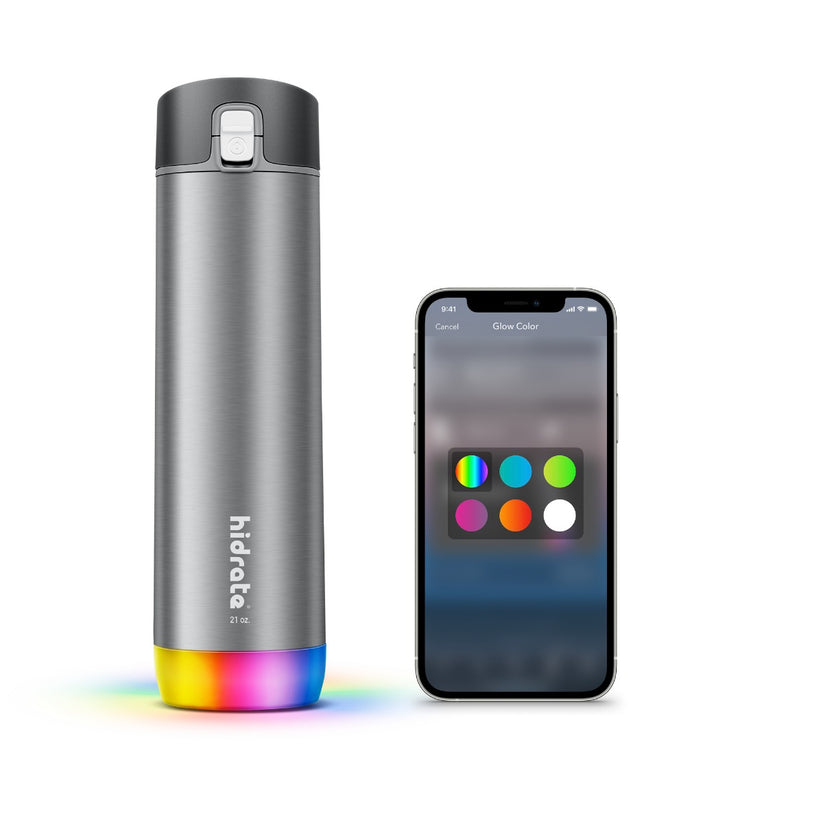 Inteligentná nerezová fľaša so slamkou HidrateSpark Steel 620 ml - strieborná