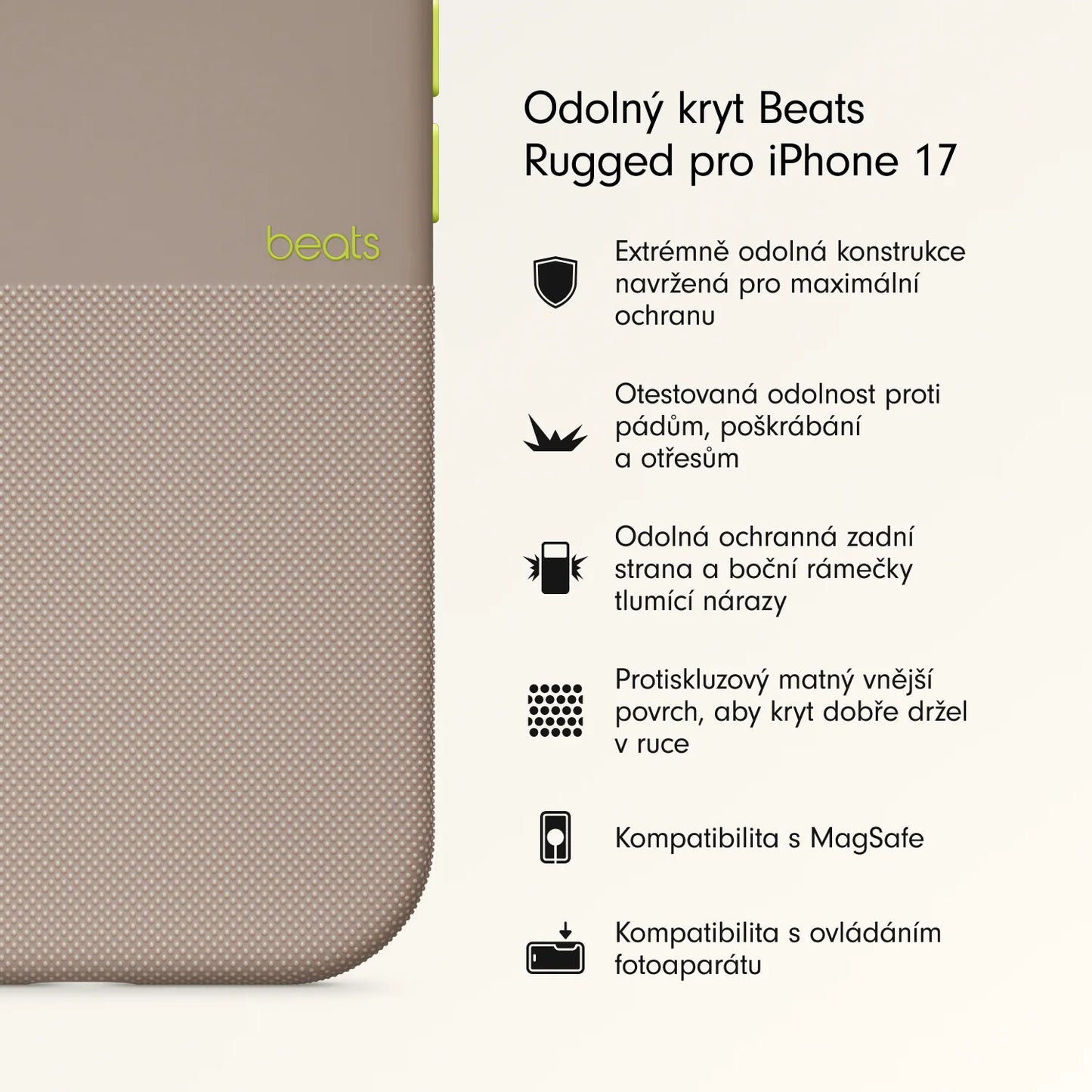 Odolný kryt pre iPhone 17 Beats s MagSafe a ovládačom fotoaparátu