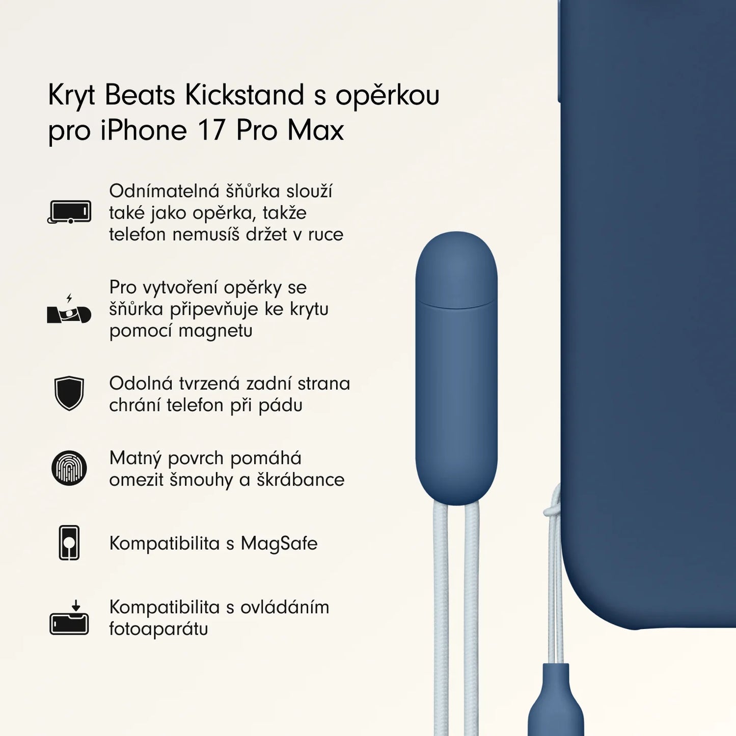 Kryt so stojanom pre iPhone 17 Pro Max Beats s MagSafe a ovládačom fotoaparátu
