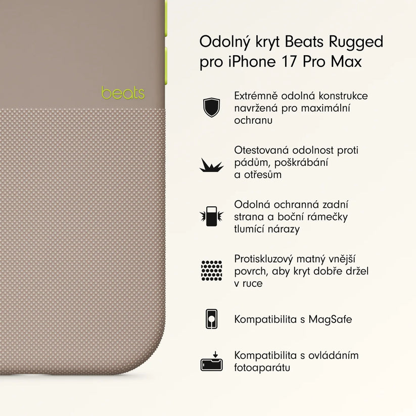 Odolný kryt pre iPhone 17 Pro Max Beats s MagSafe a ovládačom fotoaparátu - iSTYLE.sk