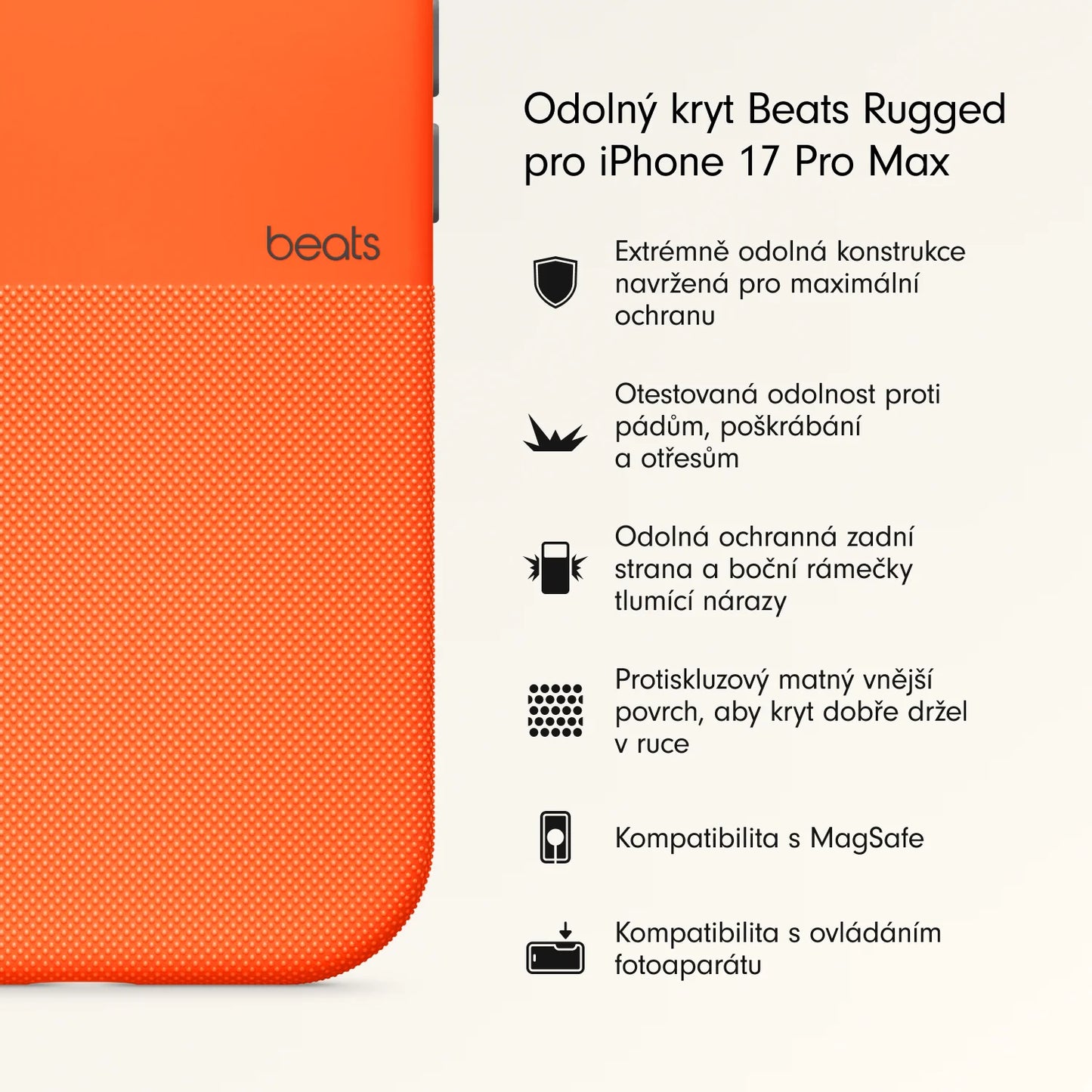 Odolný kryt pre iPhone 17 Pro Max Beats s MagSafe a ovládačom fotoaparátu