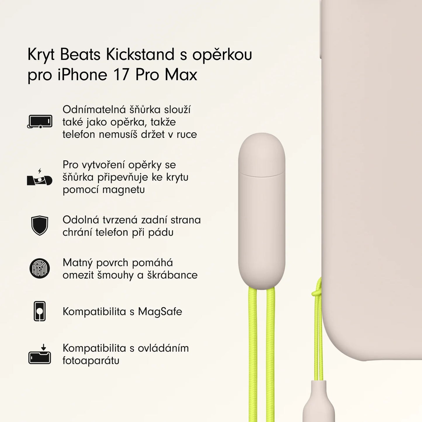 Kryt so stojanom pre iPhone 17 Pro Max Beats s MagSafe a ovládačom fotoaparátu