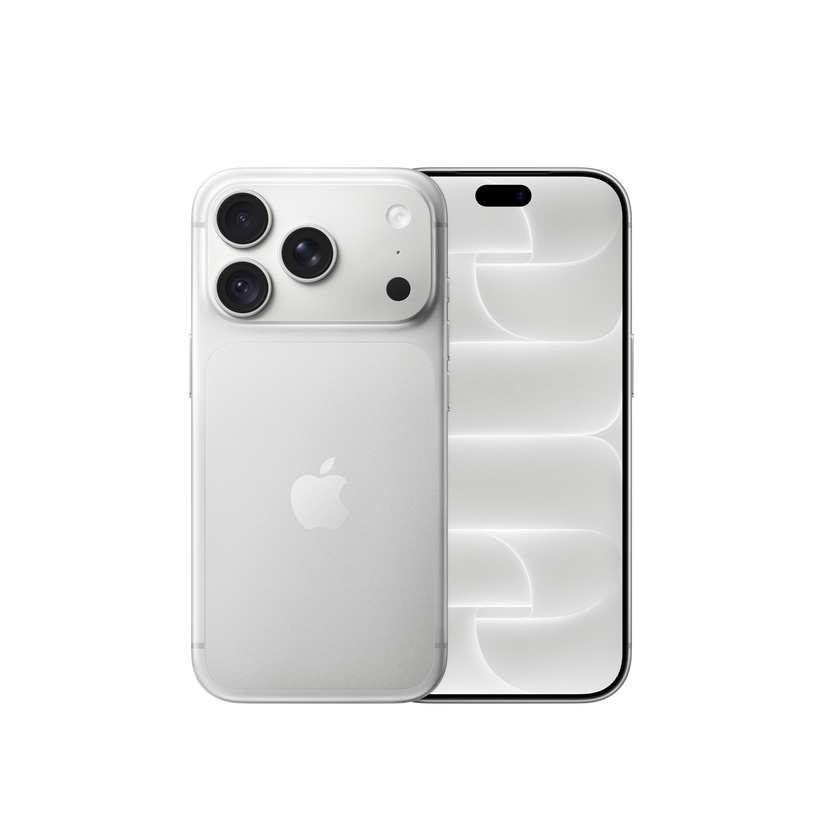 iPhone 18 Pro 1 TB strieborná – pohľad spredu a zozadu